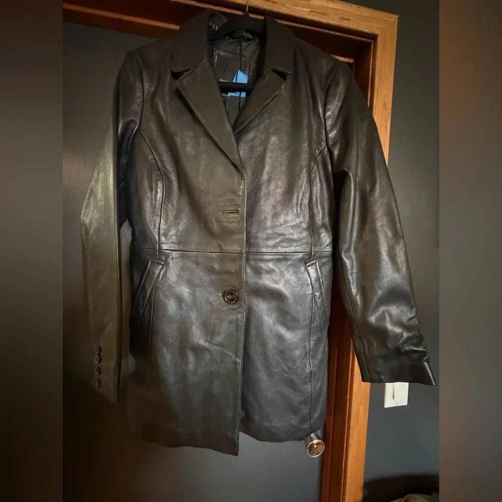 Mauritius Classic Black Leather Single-Button Women's Jacket - Picture 1 of 7